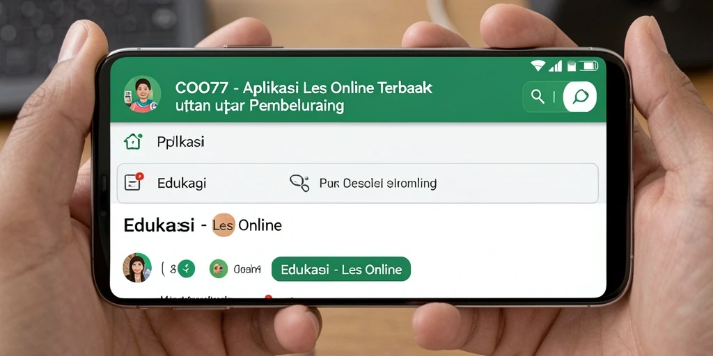 Antarmuka aplikasi COO77 untuk Les Online yang user-friendly.