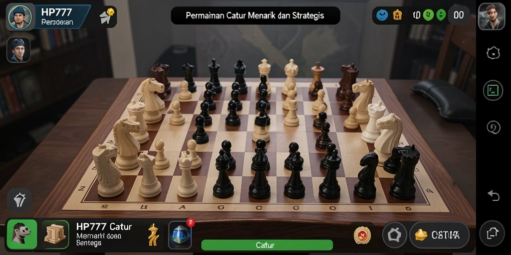 Tampilan antarmuka catur yang menarik dan interaktif.
