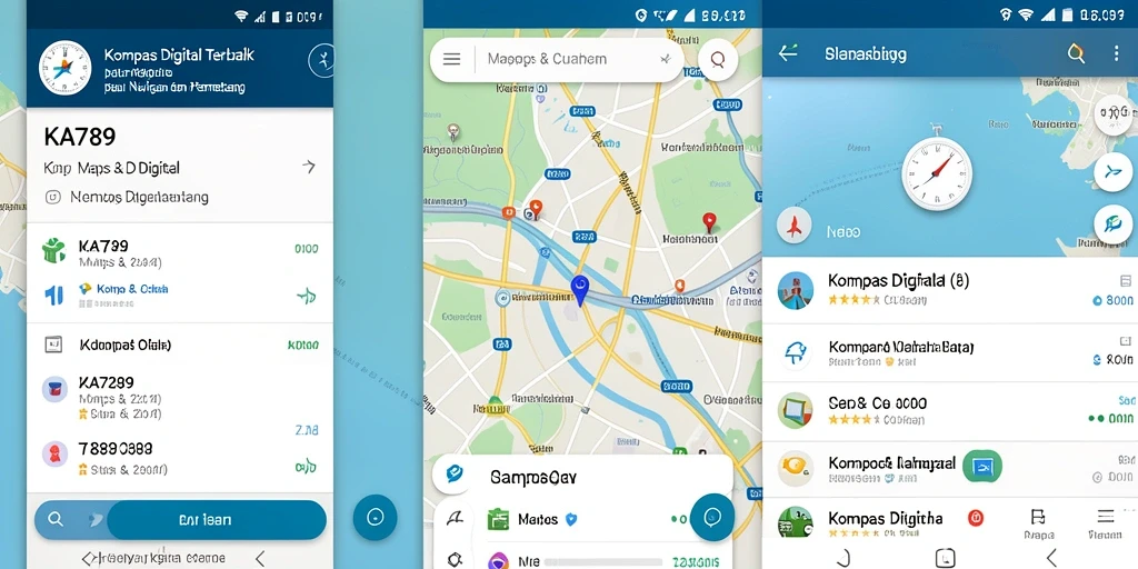 Tampilan antarmuka KA789 yang intuitif untuk navigasi Kompas Digital.