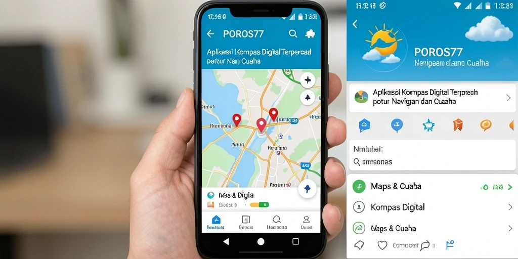 Tampilan antarmuka POROS77 menunjukkan fitur kompas digital yang intuitif.
