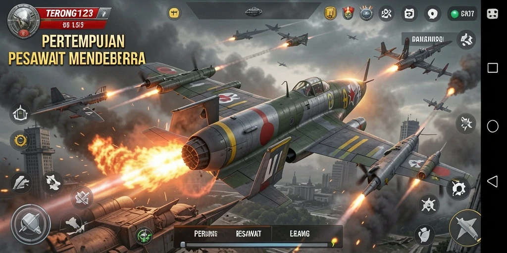 Tampilan antarmuka game Perang Pesawat yang seru dan penuh aksi.