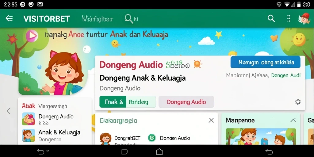 Tampilan antarmuka user-friendly VISITORBET saat mendengarkan dongeng audio.