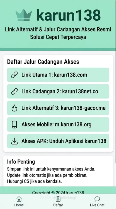 Link Alternatif Karun138 untuk Pengguna Android